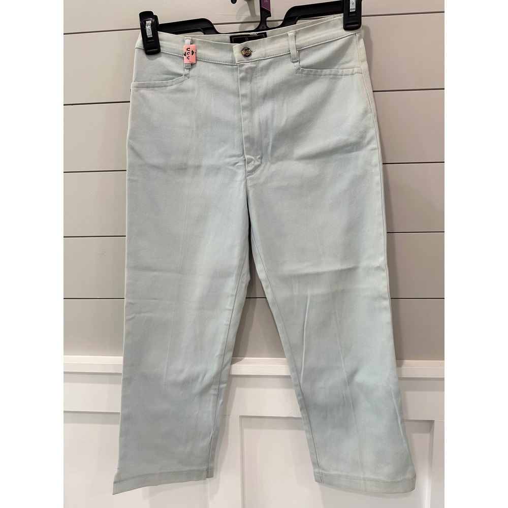 Fendi Vintage High Waisted Cropped Pants Light Blue Made in Italy Size 28 Waist